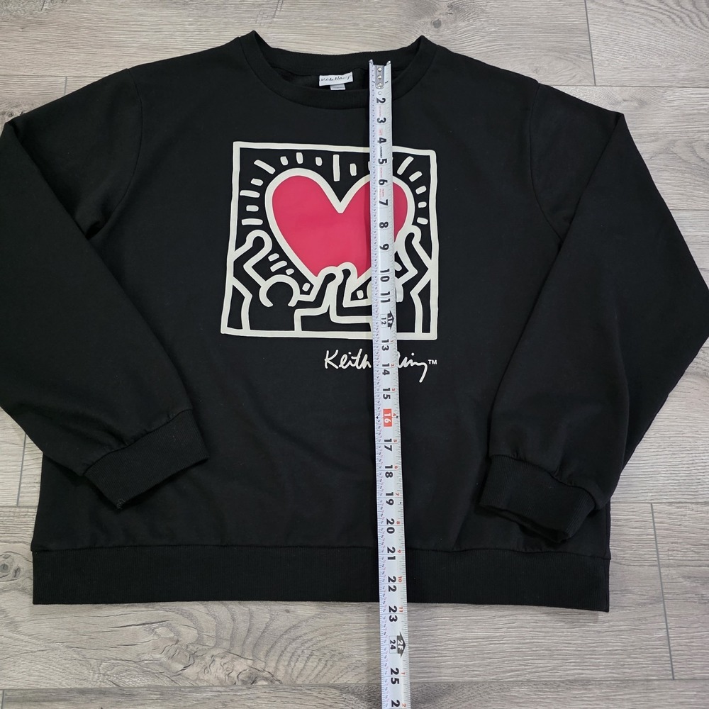 Keith Haring Sweatshirt Black Dancing Heart Graphic Art Women's Size‎ Large - Picture 6 of 8